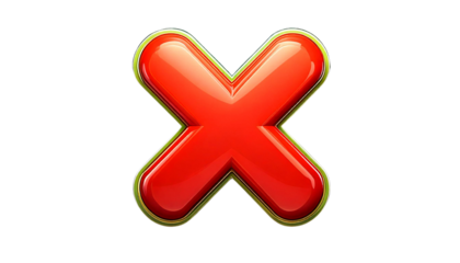 3D Cartoon Style Negative Cross Mark on White Background