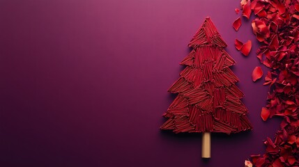 Red pencil shaving christmas tree on a purple background