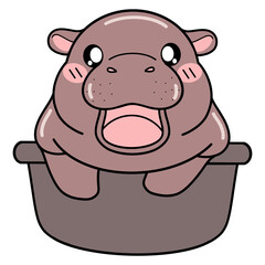 Hippopotamus cartoon hand drawn 