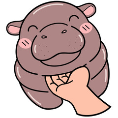 Hippo cartoon hand drawn 
