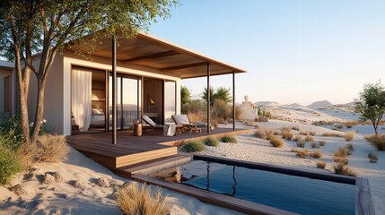 Obraz premium Elegant Chic Desert Retreat with Modern Architecture and Serenity