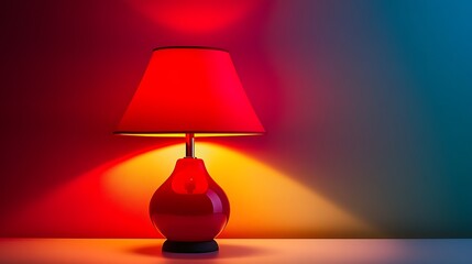 Red table lamp isolated on colourful background