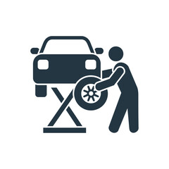Mechanic Changing Tire Icon