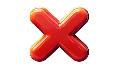 Fototapeta premium 3D Cartoon Style Negative Cross Mark on White Background