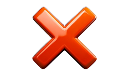 3D Cartoon Style Negative Cross Mark on White Background