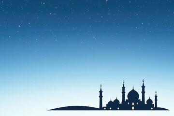 Silhouette of a mosque against a starry night sky, evoking tranquility and spirituality