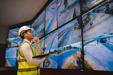 Fototapeta premium An engineer is planning to modify the CCTV system in an industrial plant to prevent potential incidents.