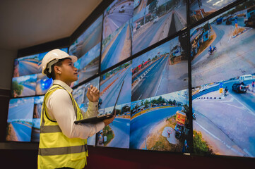 Fototapeta premium An engineer is planning to modify the CCTV system in an industrial plant to prevent potential incidents.