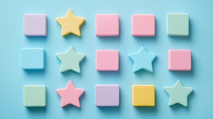 Colorful pastel sticky notes create a vibrant pattern on a calming blue background