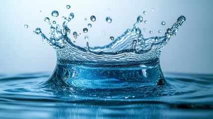 Stunning Close Up of a Water Droplet Splash Crown Clean Aqua Texture Liquid Design