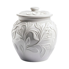 Sleek Ceramic Flour Canister with Flower Design Isolated on Transparent Background