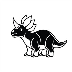 Dinosaur Styracosaurus silhouette vector, Dinosaur Styracosaurus vector illustration, Black Dinosaur Styracosaurus line art vector design
