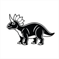 Dinosaur Styracosaurus silhouette vector, Dinosaur Styracosaurus vector illustration, Black Dinosaur Styracosaurus line art vector design