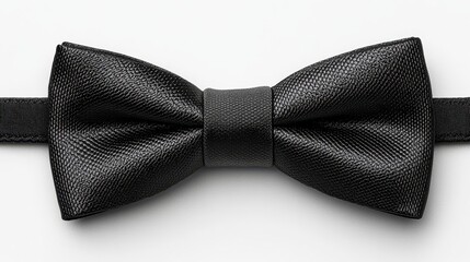 Elegant Black Bow Tie Formal Menswear Accessory Textured Fabric Close up Studio Shot