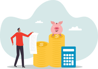 Budget, expense and cost calculation, investment advisor or financial planning .business concept.flat character.
