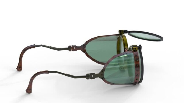 steampunk glasses on white background