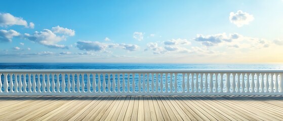 A scenic ocean view from a cruise ship deck, showcasing the railing and providing space for additional content.