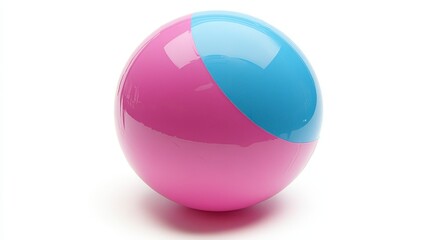 Obraz premium Two toned Pink and Blue Beach Ball Summer Fun Shiny Toy Round Inflatable Sphere