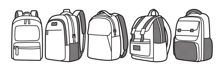 various black and white backpack images