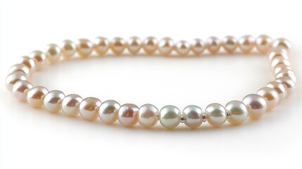 Obraz premium Elegancka bransoletka z pereł słodkowodnych w odcieniach różu i kremu. Klasyczna biżuteria. Luksusowy dodatek.