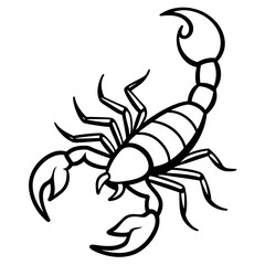 Cute Silhouette of a Scorpion line art vector cartoon illustration