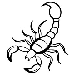 Cute Silhouette of a Scorpion line art vector cartoon illustration
