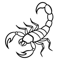 Cute Silhouette of a Scorpion line art vector cartoon illustration