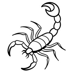 Cute Silhouette of a Scorpion line art vector cartoon illustration