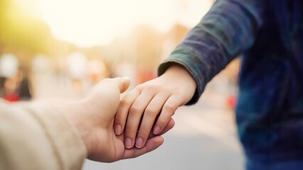 A person reaching out to hold hands with their loved one while watching a movie, walking in public, etc.