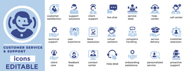 Customer Service and Support Icon Vectors  Modern, scalable designs perfect for enhancing communication visuals
