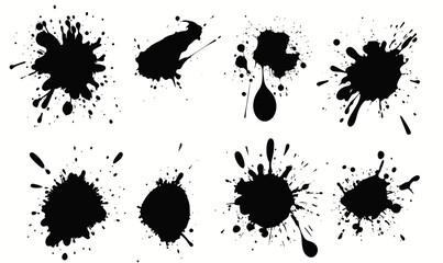 Dynamic Grunge Ink Splotch Vector Set with Spray Stains and Paint Drops for Artistic Designs