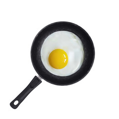 3d fried eggs in frying pan top view