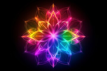Fototapeta premium Colorful Abstract Mandala Design with Radiant Petals and Glow