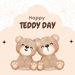 Brown and Beige Simple Happy Teddy Day Instagram Post - 1