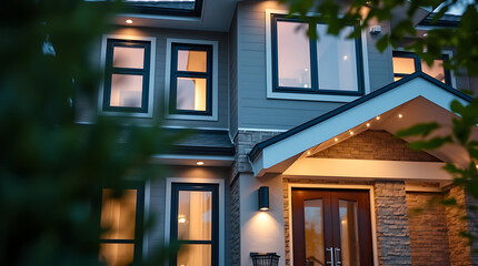 Luxury Modern Home Exterior at Night: Dream House Design