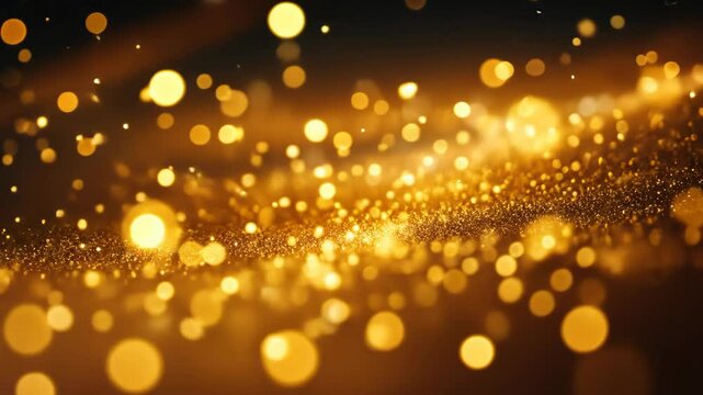 sparkel gold light floating on dark background 