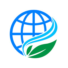 Obraz premium globe and nature concept logo design on white background 