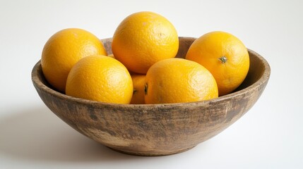 Juicy Oranges in Rustic Wooden Bowl Fresh Citrus Fruit Healthy Eating