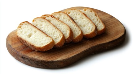 Naklejka premium Slices of Crusty Bread on Rustic Wooden Cutting Board