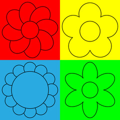 set of flowers Geometric line Floral 10