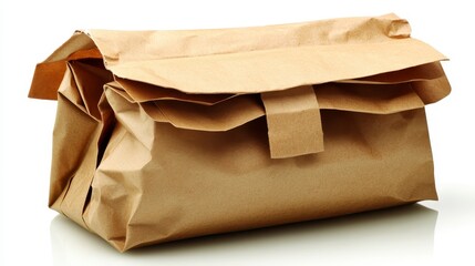 Naklejka premium Brown Paper Package Crumpled Kraft Paper Bag Secure Delivery Packaging Eco Friendly Postal Wrapping