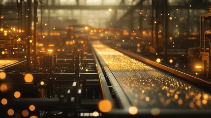 A zoomedin image of a conveyor belt within a factory overlaid with a map graphic showing local sourcing points illustrating the concept of a shorter supply chain.