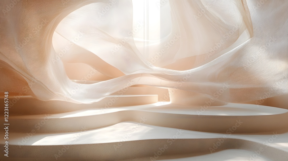 Poster serene shadows and soft gradients create a calming elegant and minimalist aesthetic design with deli