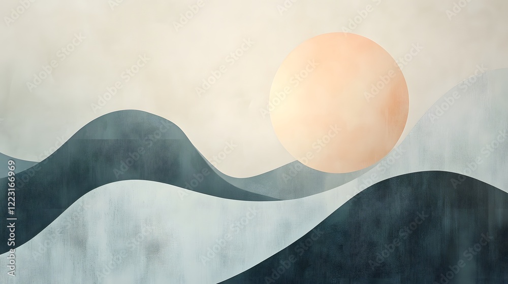 Poster tranquil minimalist landscape with soft gradient patterns and a serene calming atmosphere a modern c