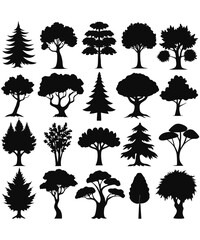 Set Of Tree Silhouette
