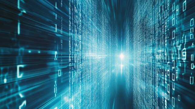 A futuristic abstract background with digital binary codes and glowing data streams, evoking a sense of advanced computing, Computing style