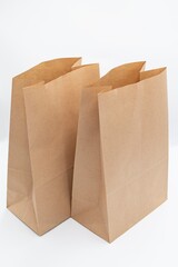 Paper bag for food on a white background.