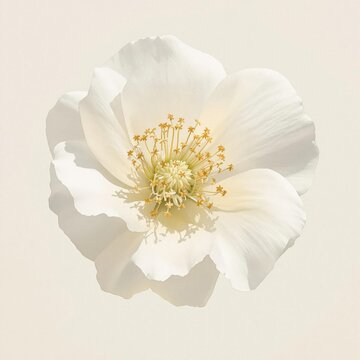 Artistic close-up of white musk mallow flower in gentle watercolor tones, painting, nature, bloom, white musk mallow