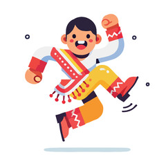 Illustration of a cheerful traditional dancer jumping