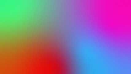 Green red orange blue purple pink abstract background. Multicolor gradient ombre blend blur flow fluid. Noise grain mesh. Bright light vibrant neon glow. Soft transition. Spectrum hues. Design.